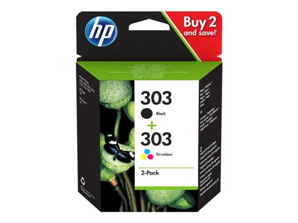 3YM92AE HP 303 - confezione da 2 - colore (ciano, magenta, giallo), pigmento nero - originale -...